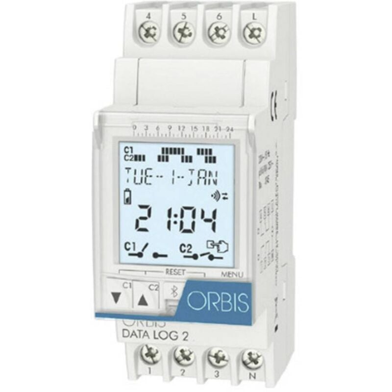 foto del prodotto orbis zeitschalttechnik data log 2 230 v timer per guida din digitale 250 v ac