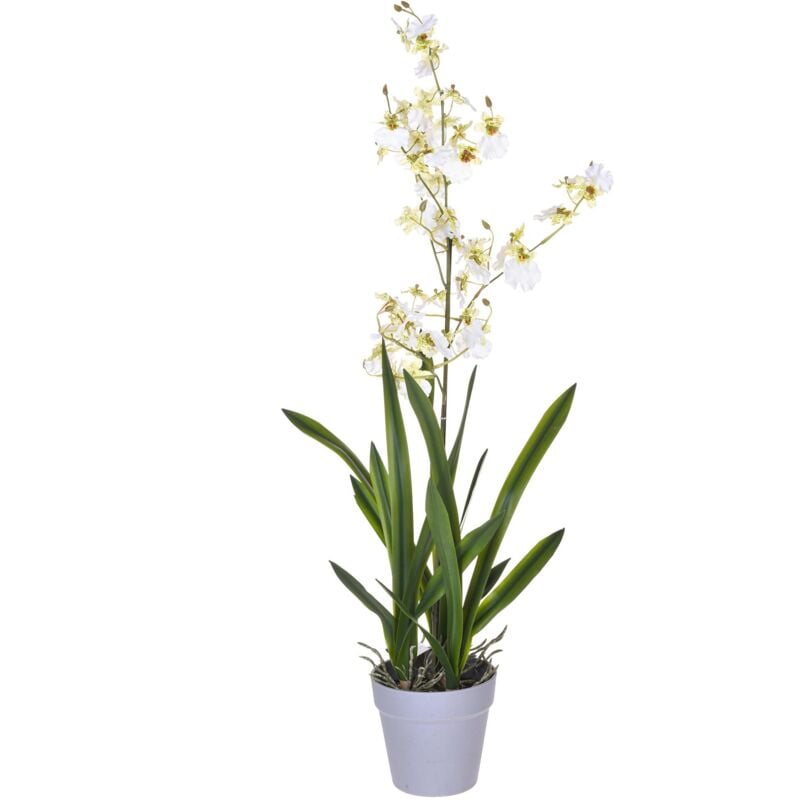 foto del prodotto orchidea artificiali oncidium con vaso altezza 40 cm bianco