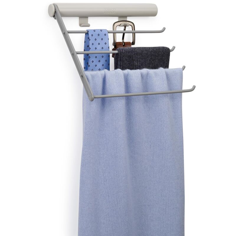 foto del prodotto orderly appendiabiti per cinture, cravatte e sciarpe, organizzatore accessori per armadio, con 2 ganci e 4 assi joseph joseph