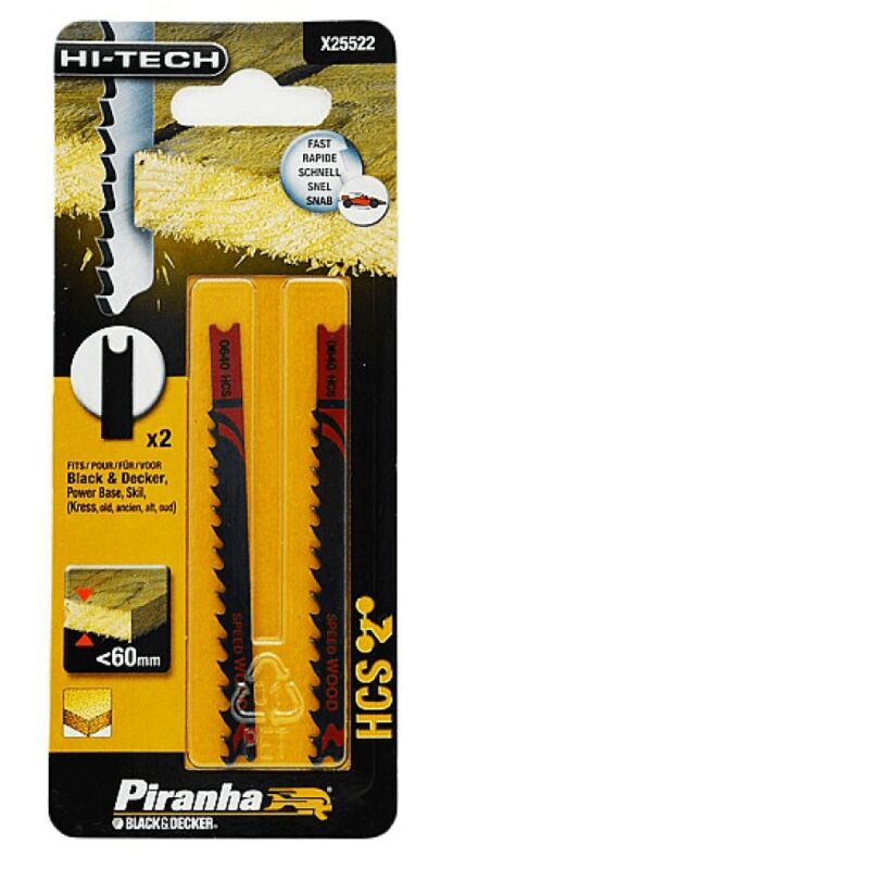 foto del prodotto oreca black decker piranha 2 lame per seghettolegno tagli rapidi 100x4.0mm x25522