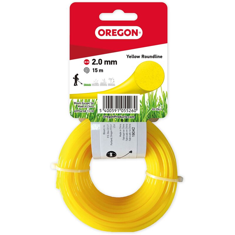 foto del prodotto oregon 69 356 y yellow round strimmer line wire for grass trimmers and brushcutters, 2.0 mm x 15 m