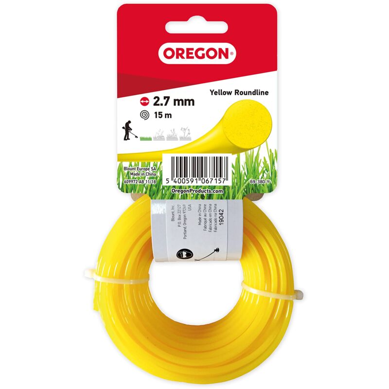 foto del prodotto oregon 69 380 y yellow round strimmer line wire for grass trimmers and brushcutters, 2.7 mm x 15 m
