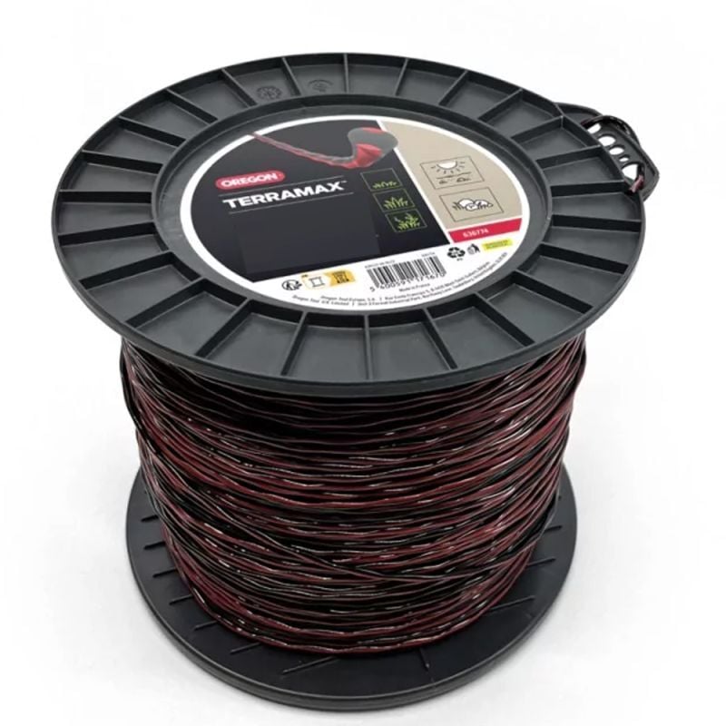 foto del prodotto oregon filo decespugliatore ovale intrecciato terramax rosso nero 3 mm 220m 636773