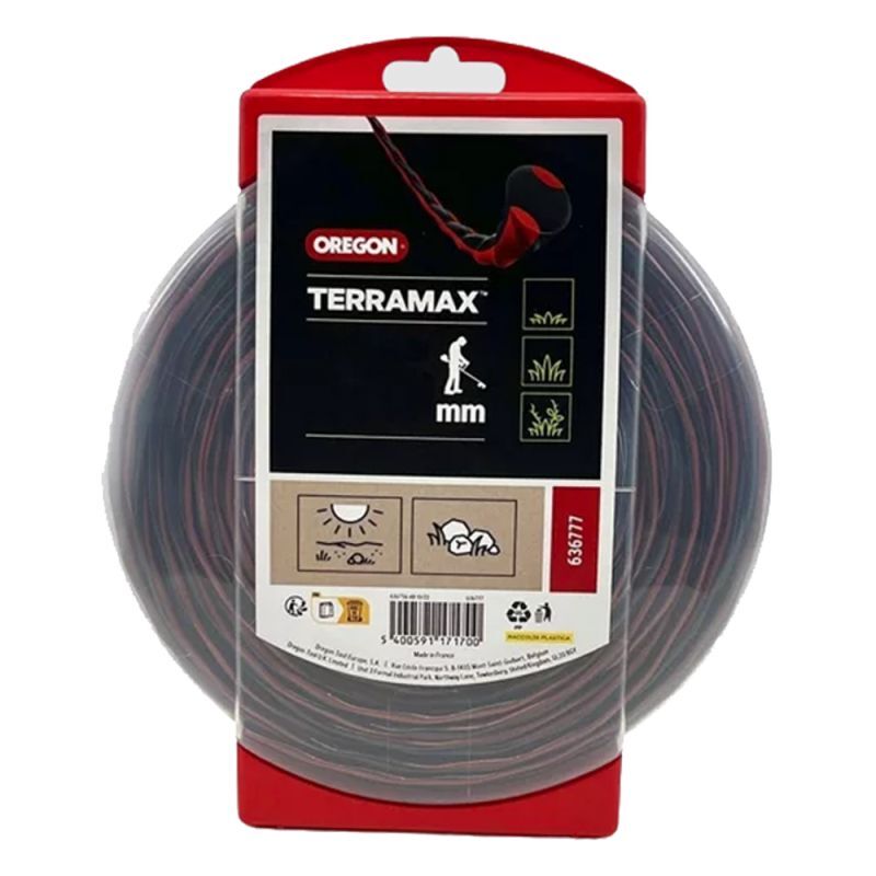 foto del prodotto oregon filo decespugliatore ovale ritorto terramax rosso nero 3,5 mm 36m 636777