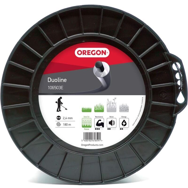 foto del prodotto oregon filo decespugliatore rotondo duoline trasparente nero 2.4mm 180m 106503e