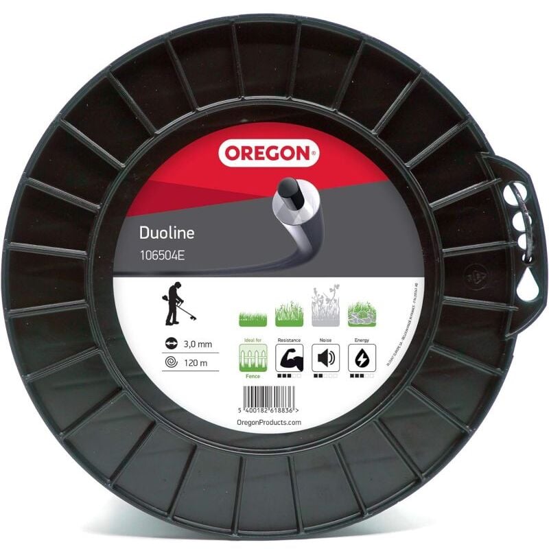 foto del prodotto oregon filo decespugliatore rotondo duoline trasparente nero 3.0mm 120m 106504e