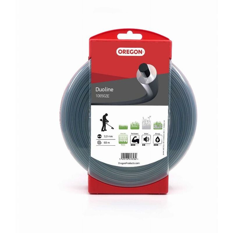 foto del prodotto oregon filo decespugliatore tondo duoline trasparente nero 3.0mm 60m 106502e