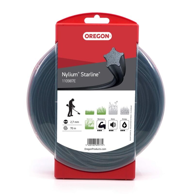 foto del prodotto oregon filo per decespugliatore a forma di stella con 5 bordi taglienti, in nylon professionale arricchito con particelle di alluminio, 2,7 mm 70
