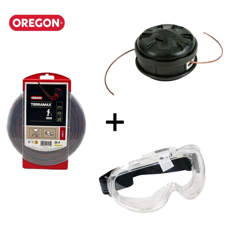foto del prodotto oregon pack fil d broussailleuse terramax 3mm, 44m t te lightnin load 130 mm masque de s curit 
