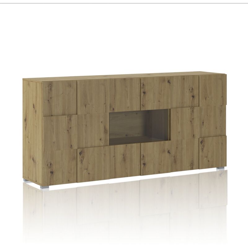 foto del prodotto oresteluchetta madia 3 ante effetto legno finitura rovere cm. h.84,5 x l.178 x p.42
