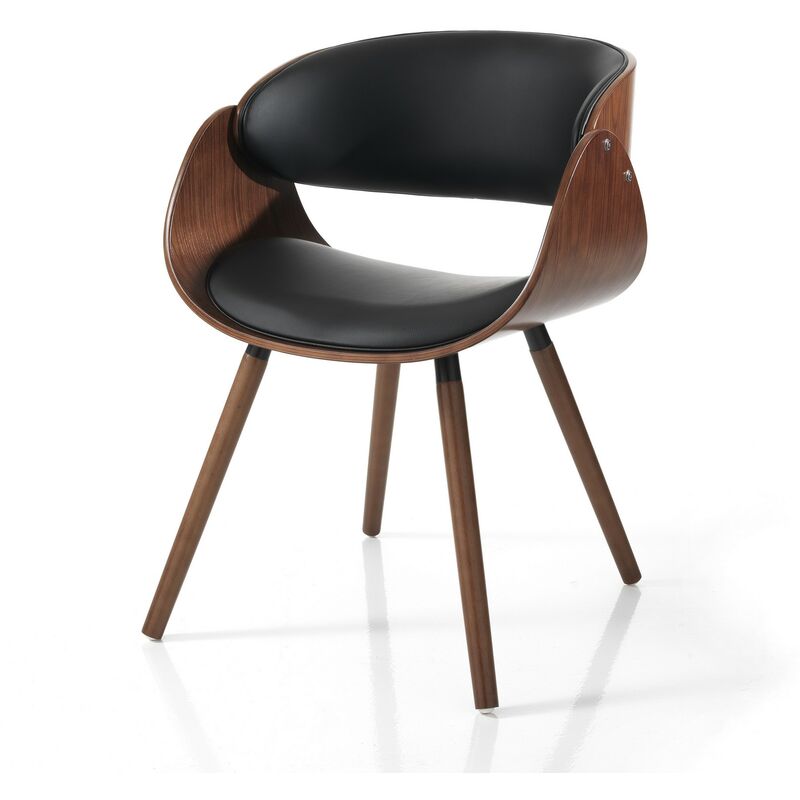 foto del prodotto oresteluchetta - sedia imbottita in pelle sintetica nera cm. h.73 x l.54 x p.52