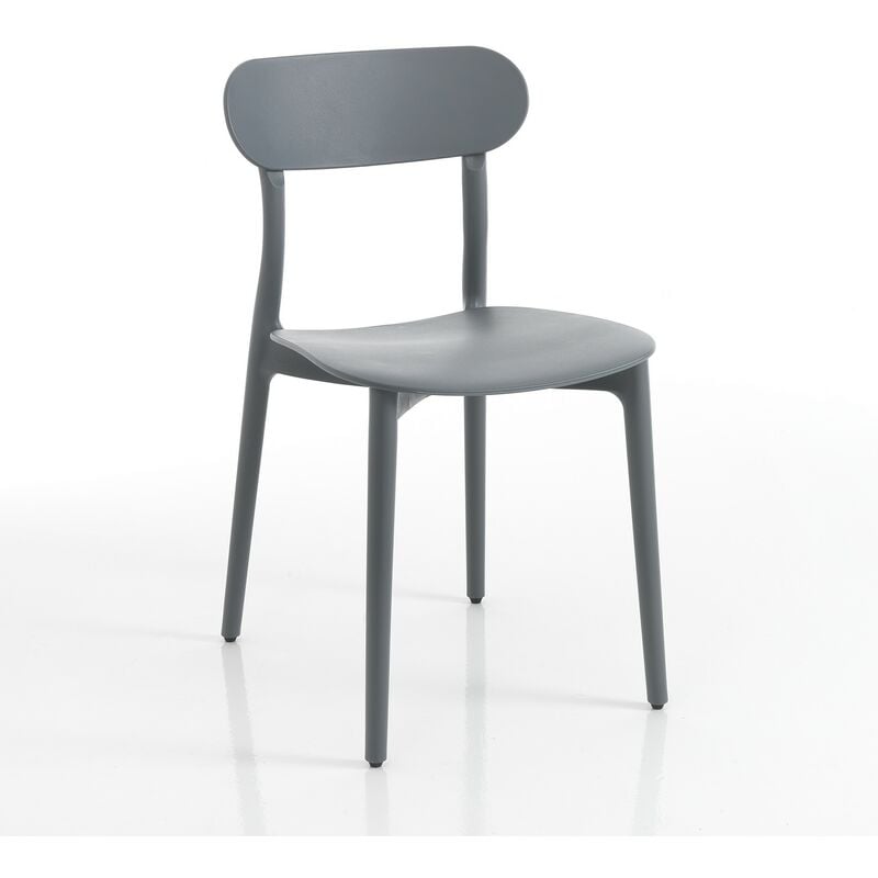 foto del prodotto oresteluchetta - set 4 sedie da esterno in polipropilene grigie cm. h.78xl.42,5xp.50