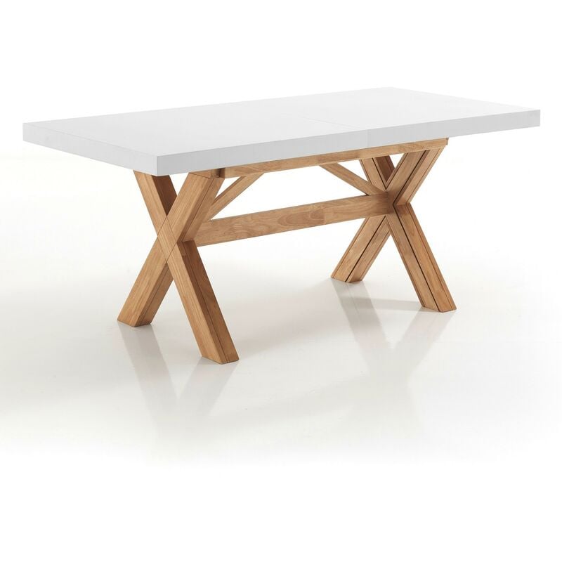 foto del prodotto oresteluchetta tavolo allungabile in legno massello bianco cm. h.80 x p.85 x l.180
