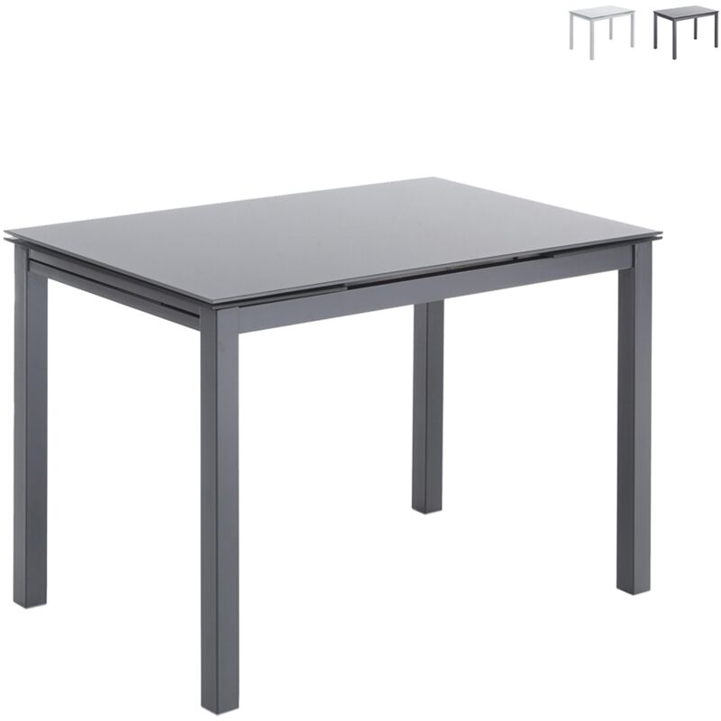 foto del prodotto oresteluchetta - tavolo allungabile in vetro temprato grigio cm. h.76 x l.110 x p.70