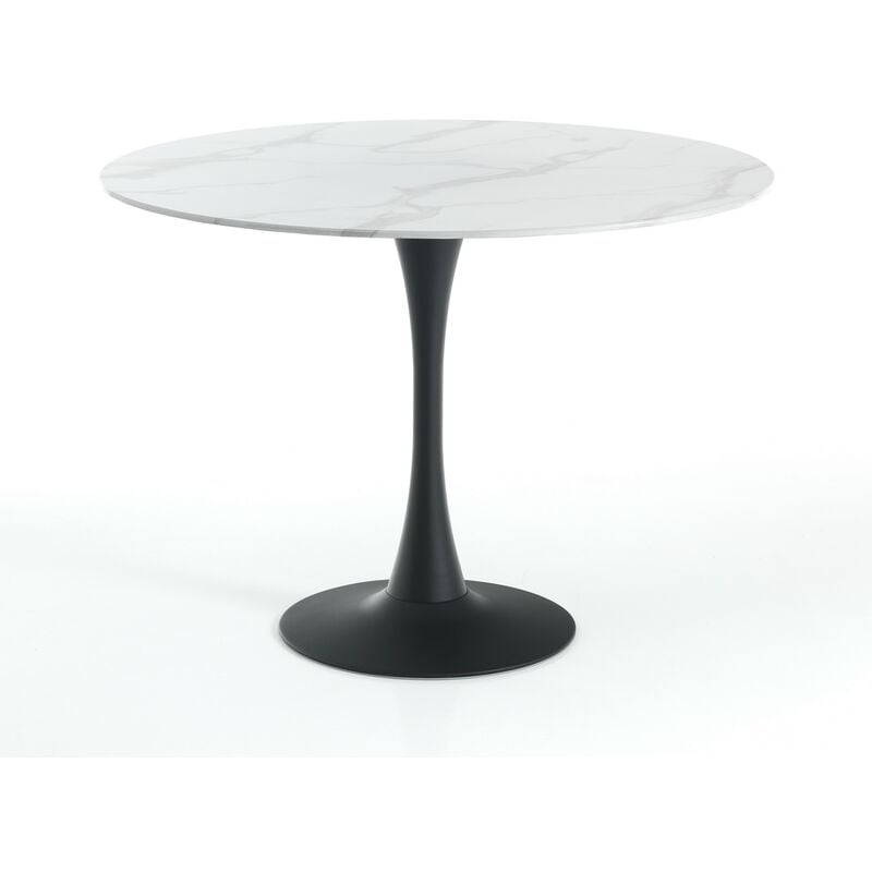 foto del prodotto oresteluchetta - tavolo rotondo in vetro temprato finitura marmo cm. h.75 x .90