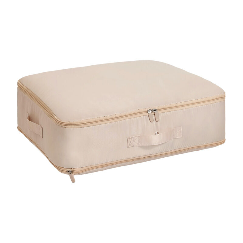 foto del prodotto organizer autocompressivo salvaspazio ultra, borsa da viaggio impilabile con cerniera e maniglia, borsa portaoggetti per trapunte e vestiti beige 54