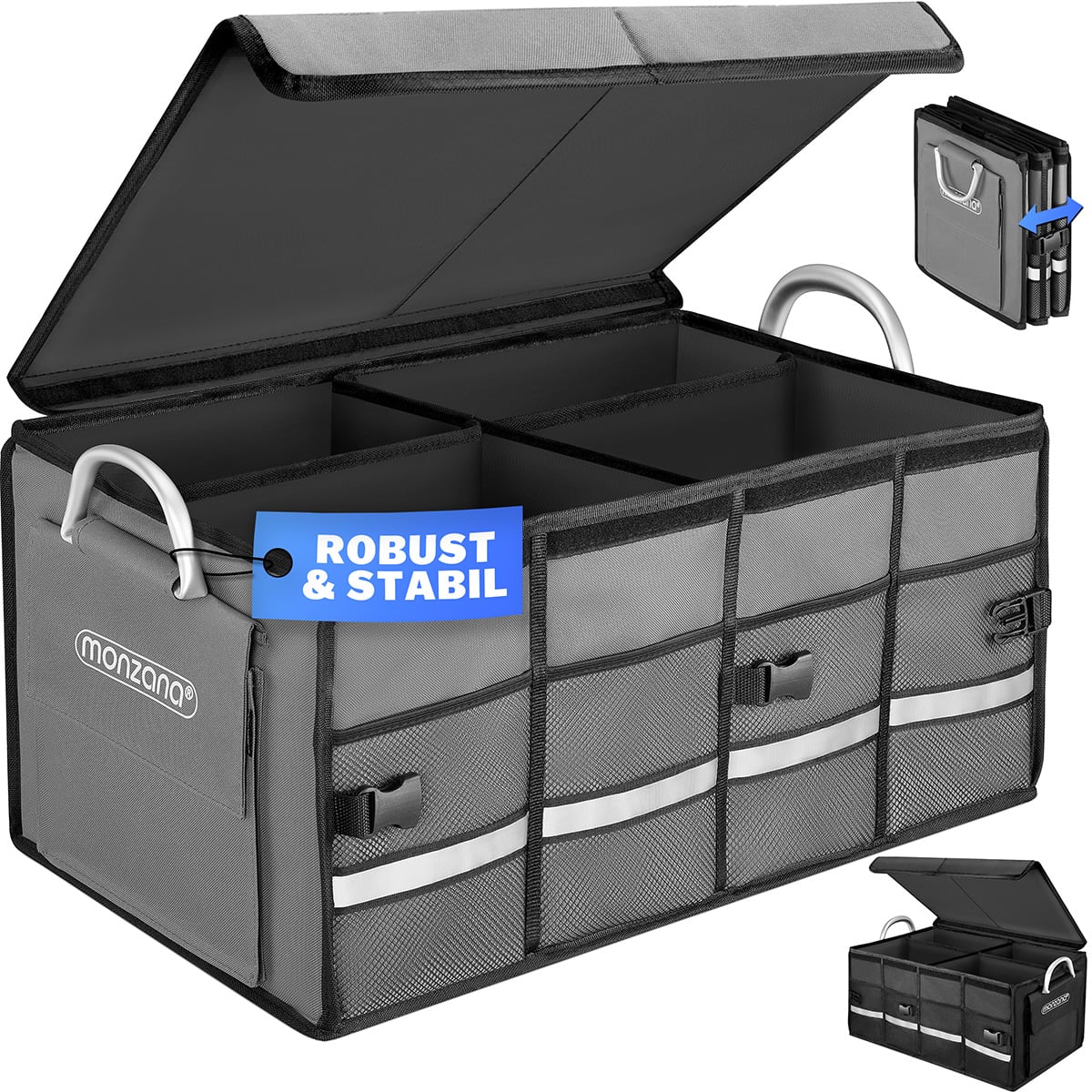 foto del prodotto organizer bagagliaio auto grigio 68l coperchio rimovibile