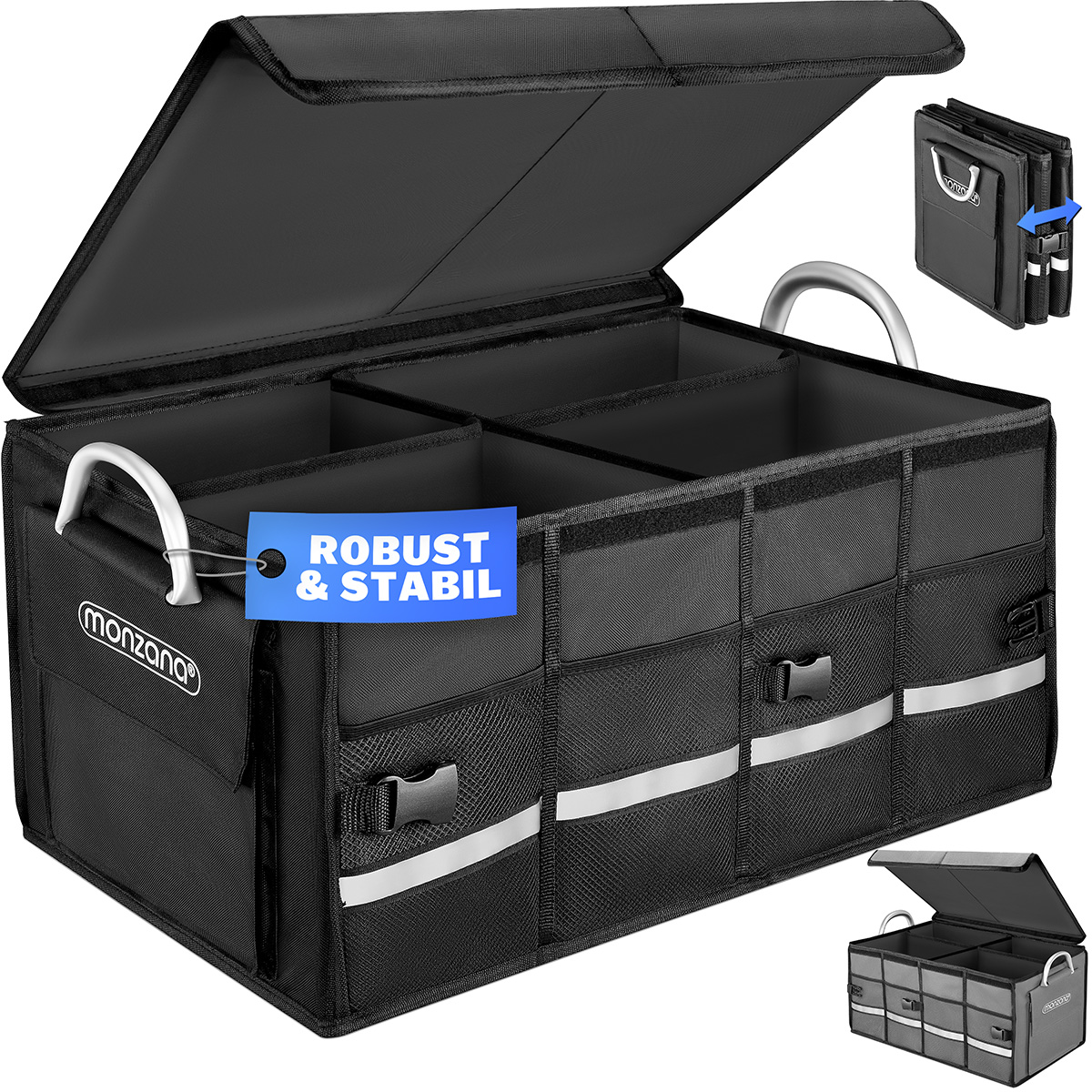 foto del prodotto organizer bagagliaio auto nero 68l con coperchio rimovibile