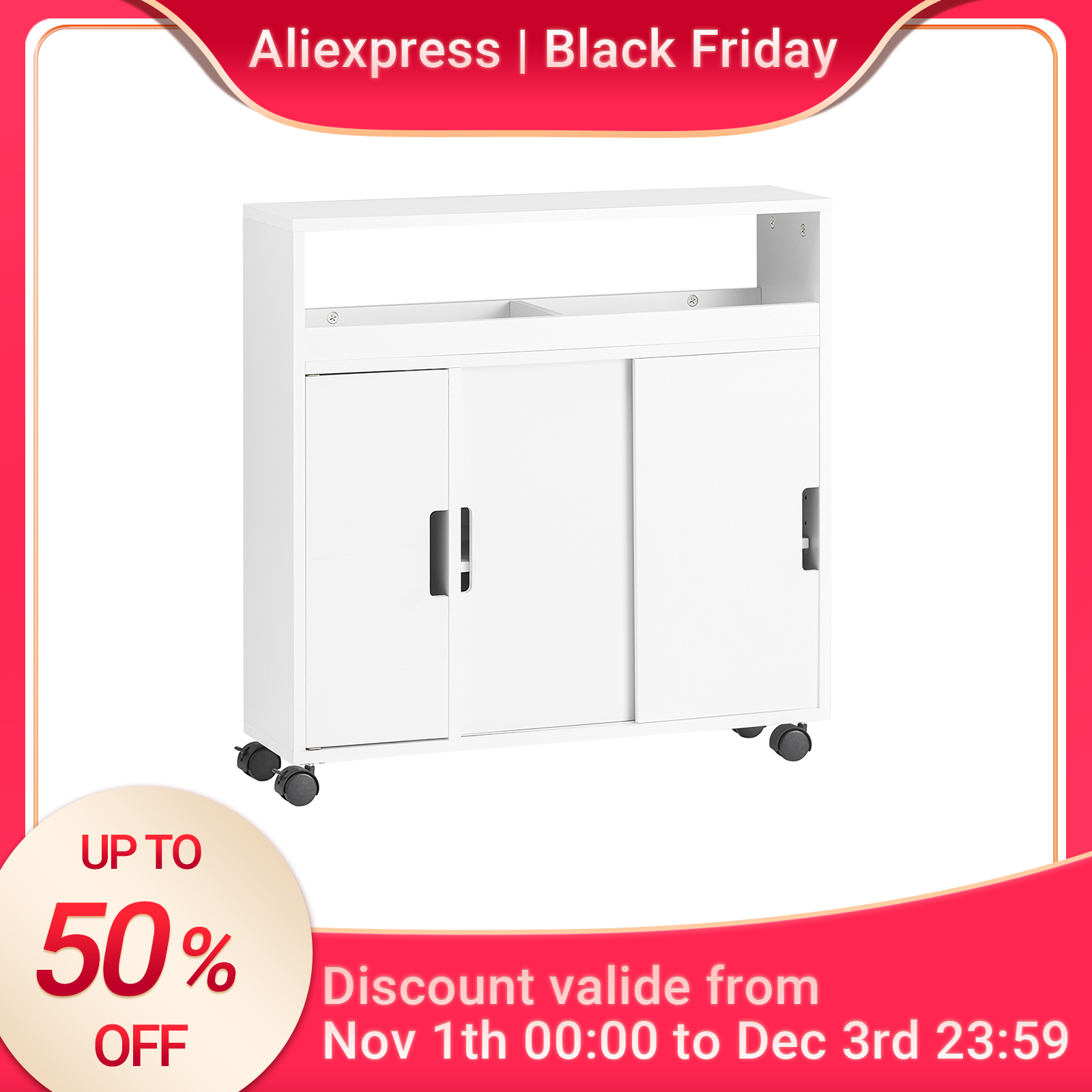 foto del prodotto organizer bagno mobile bagno salvaspazio portarotolo bianco bzr02-w - sobuy