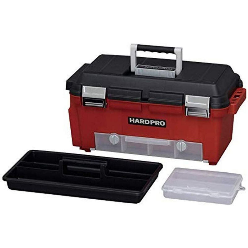 foto del prodotto organizer, custodia, baule, cestino, cassetta degli attrezzi, fai da te, chiusura a vite, senza bpa, hp 52, rosso, impilabile, clip di chiusura l25