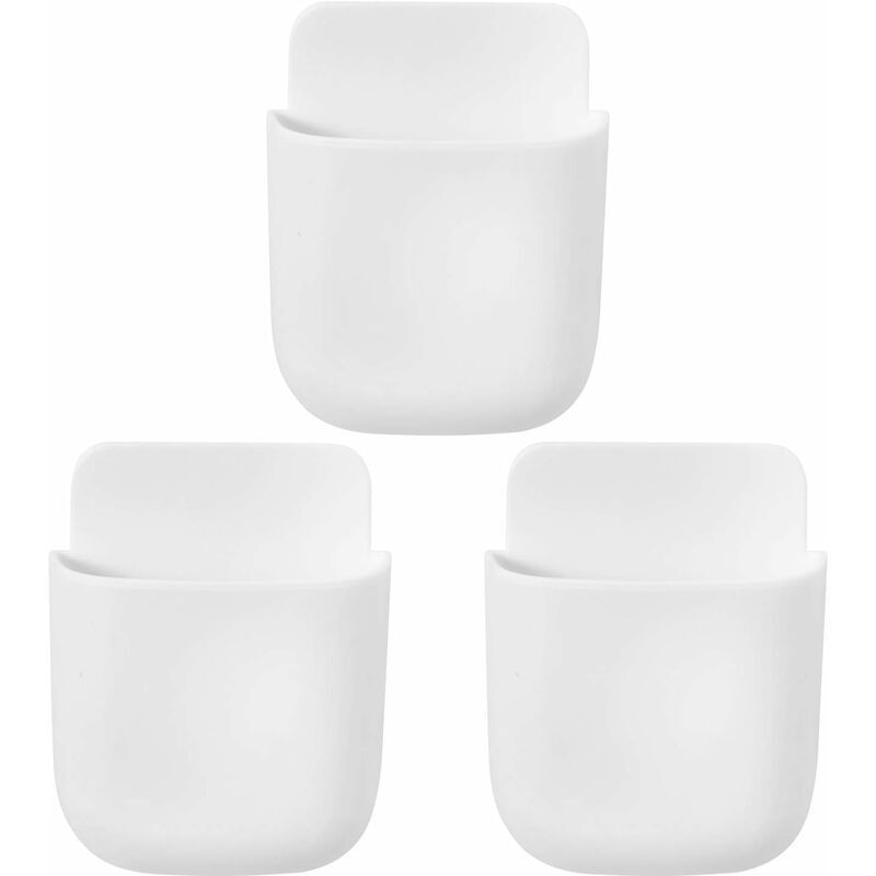 foto del prodotto organizer da parete per telecomandi, 3 scomparti, contenitore per telecomandi tv bianco 