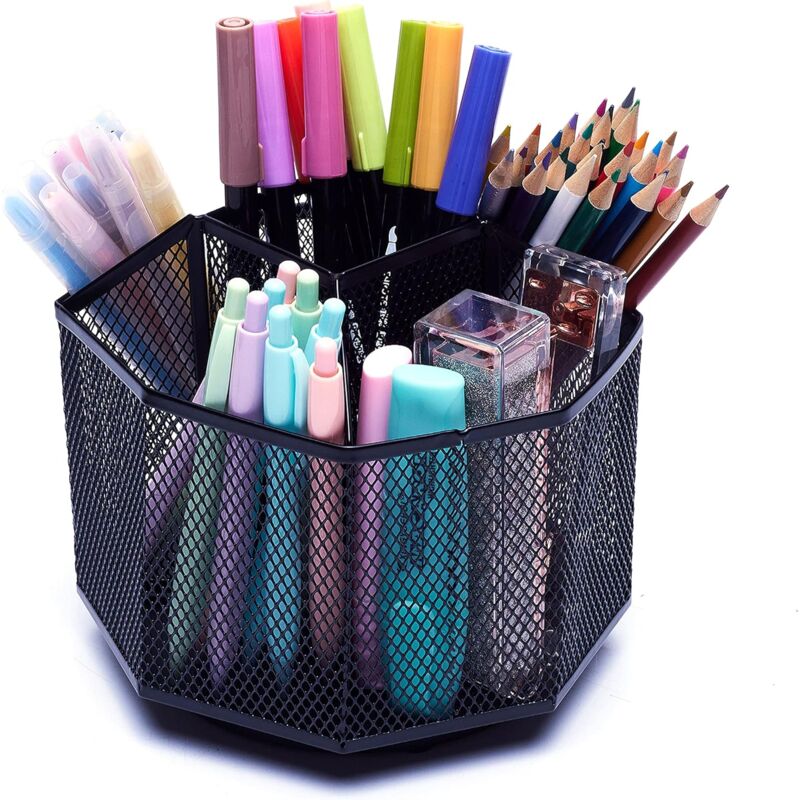 foto del prodotto organizer da scrivania girevole a 360 , supporto girevole, sistema di archiviazione rotante. base antiscivolo. per cancelleria, trucco, arti e