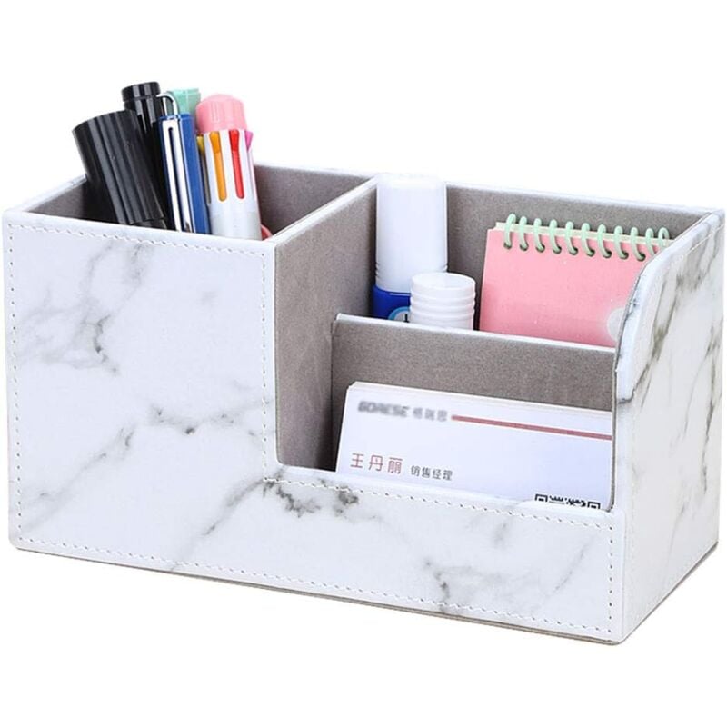 foto del prodotto organizer da scrivania in pelle pu con scomparto portaoggetti, portapenne in pelle pu, portapenne, articoli per ufficio