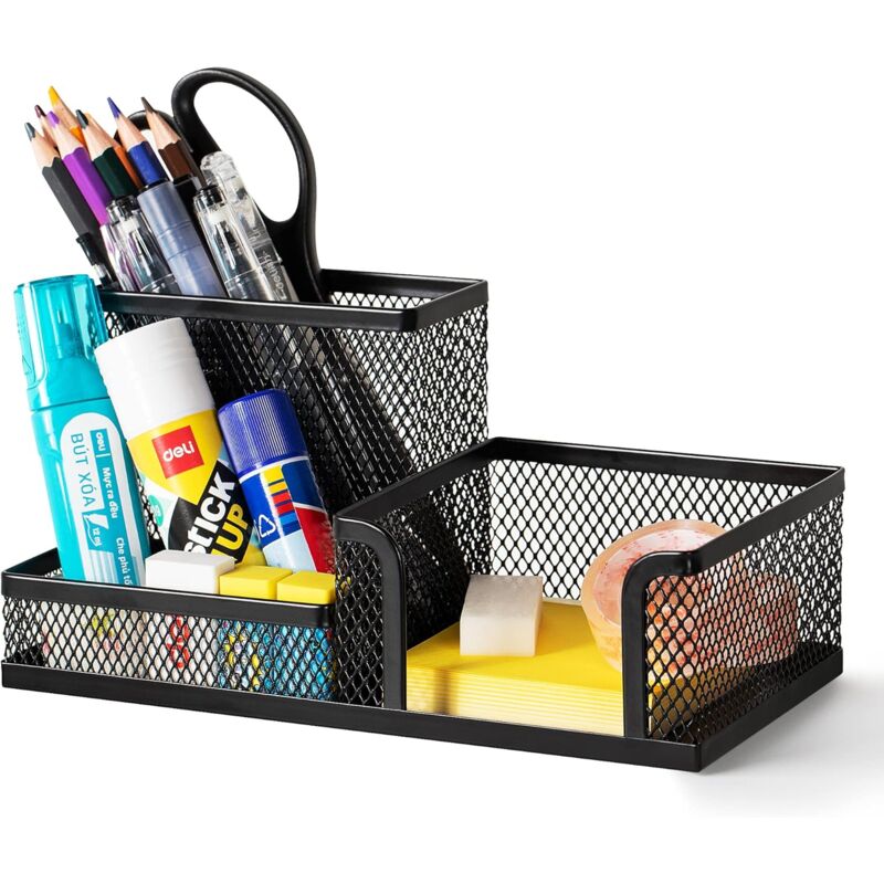 foto del prodotto organizer da scrivania in rete con portapenne e cestini portaoggetti per l accesso all ufficio