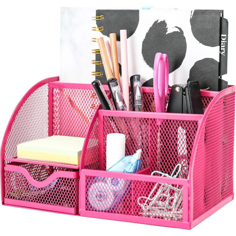 foto del prodotto organizer da tavolo organizer da scrivania organizer portapenne organizer multifunzionale rosa 