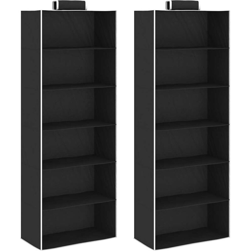 foto del prodotto organizer per armadio da appendere 2 pz con 6 ripiani tessuto vidaxl nero