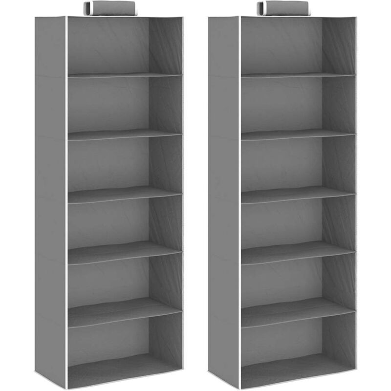 foto del prodotto organizer per armadio da appendere con 6 ripiani 2 pz tessuto vidaxl