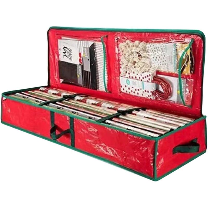 foto del prodotto organizer per borse da armadio, contenitore natalizio, spazioso sotto il letto, contenitore perfetto per carta da regalo, nastri, fiocchi, articoli