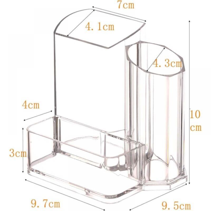 foto del prodotto organizer per il trucco scatola portaoggetti trasparente a 3 sezioni organizer per il trucco multiuso per gioielli, articoli per ufficio,