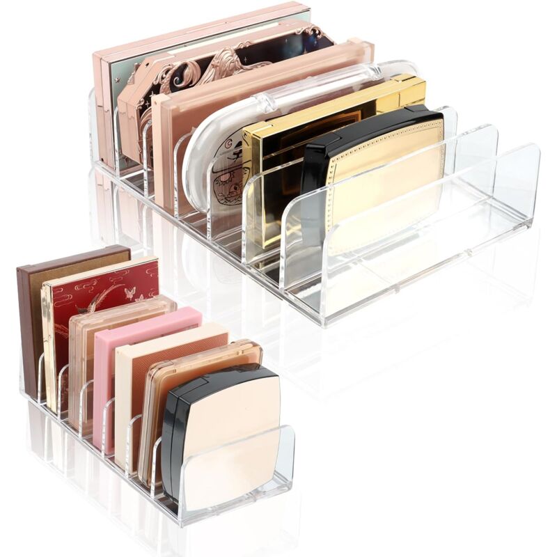 foto del prodotto organizer per palette di cosmetici, 2 pezzi, organizer per palette di cosmetici, 7 scomparti, 2 misure, organizer per palette di trucco, per lavabo,