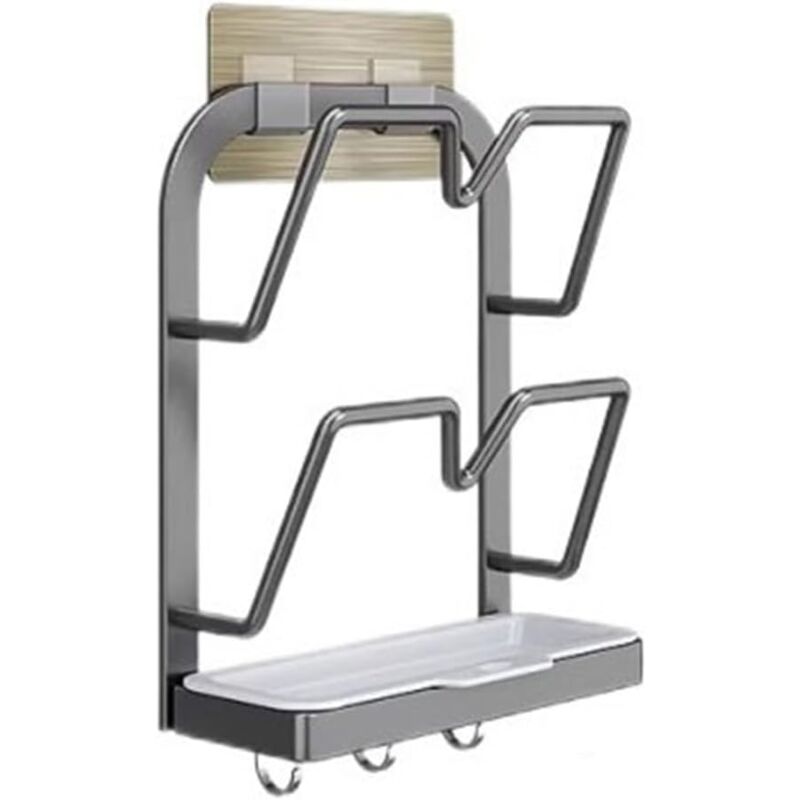 foto del prodotto organizer per pentole e padelle porta pentole senza fori, mensola da cucina a parete, tagliere, tagliere, rastrelliere multistrato multifunzionali