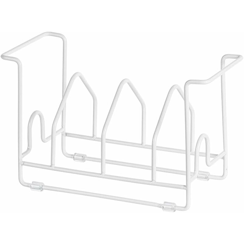 foto del prodotto organizer per vassoi da pranzo, porta taglieri, organizer da bancone per armadi, teglia da forno, coperchio per pentole, tagliere, acciaio di alta qualità (bianco, 27,13,2 e 16,5 cm)