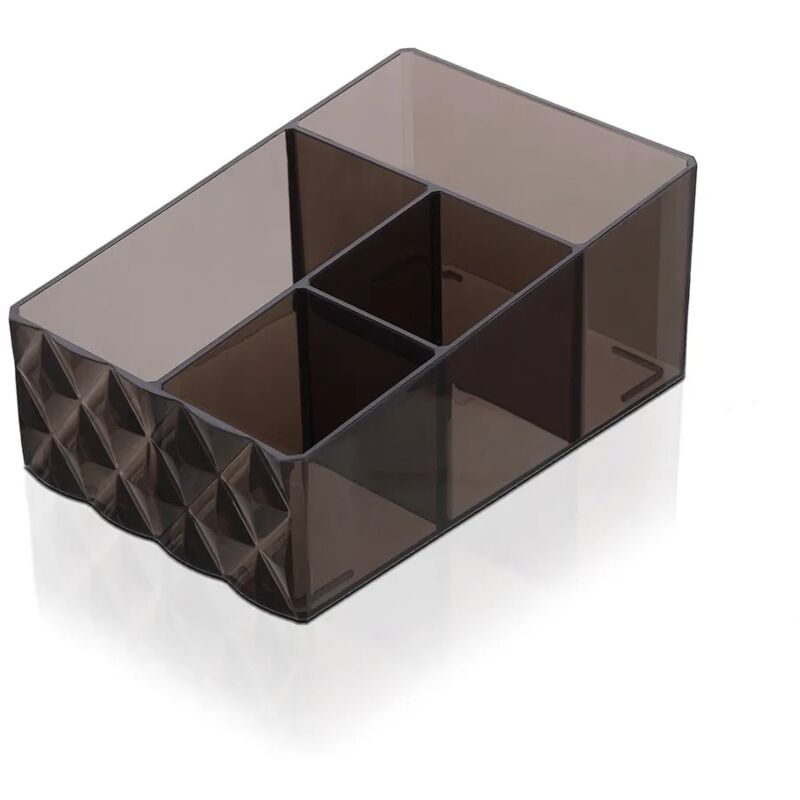foto del prodotto organizer porta trucchi e cosmetici in plastica nero fum con 4 scomparti