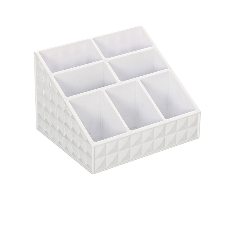 foto del prodotto organizer portaoggetti cosmetici plastica bianco 7 scomparti 15x12x10cm smack