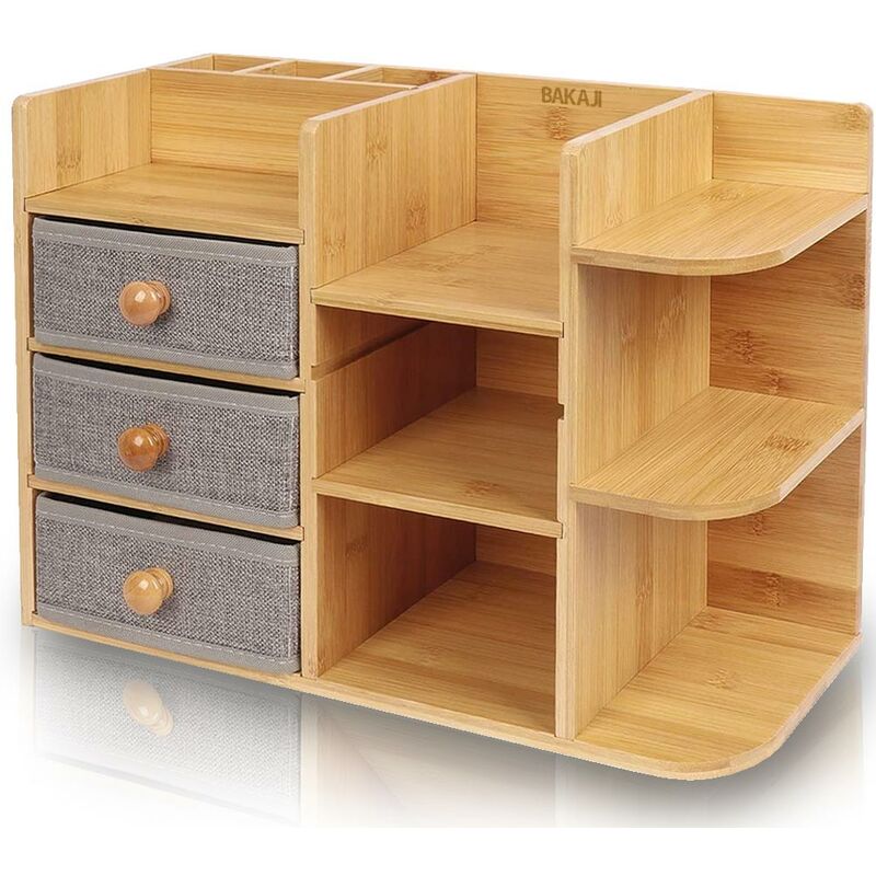 foto del prodotto organizer scrivania, bagno cosmetici makeup mobiletto in bamb 41 x 17 x 30.5 cm
