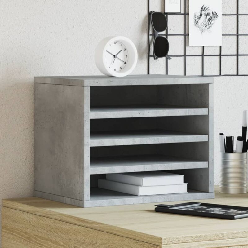 foto del prodotto organizer scrivania grigio cemento 36x26x29,5 legno multistrato vidaxl