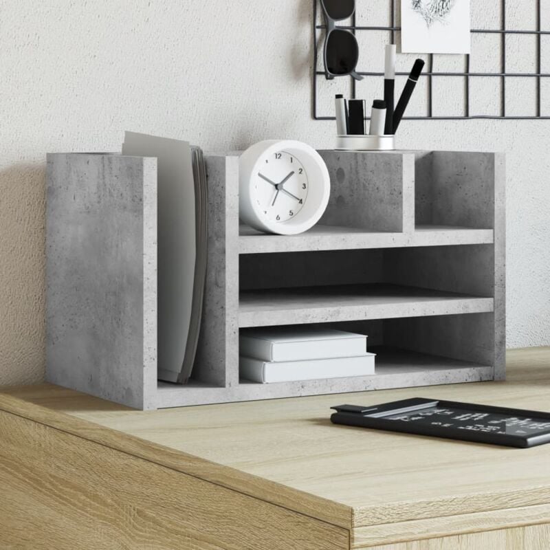 foto del prodotto organizer scrivania grigio cemento 44,5x24x25 legno multistrato vidaxl