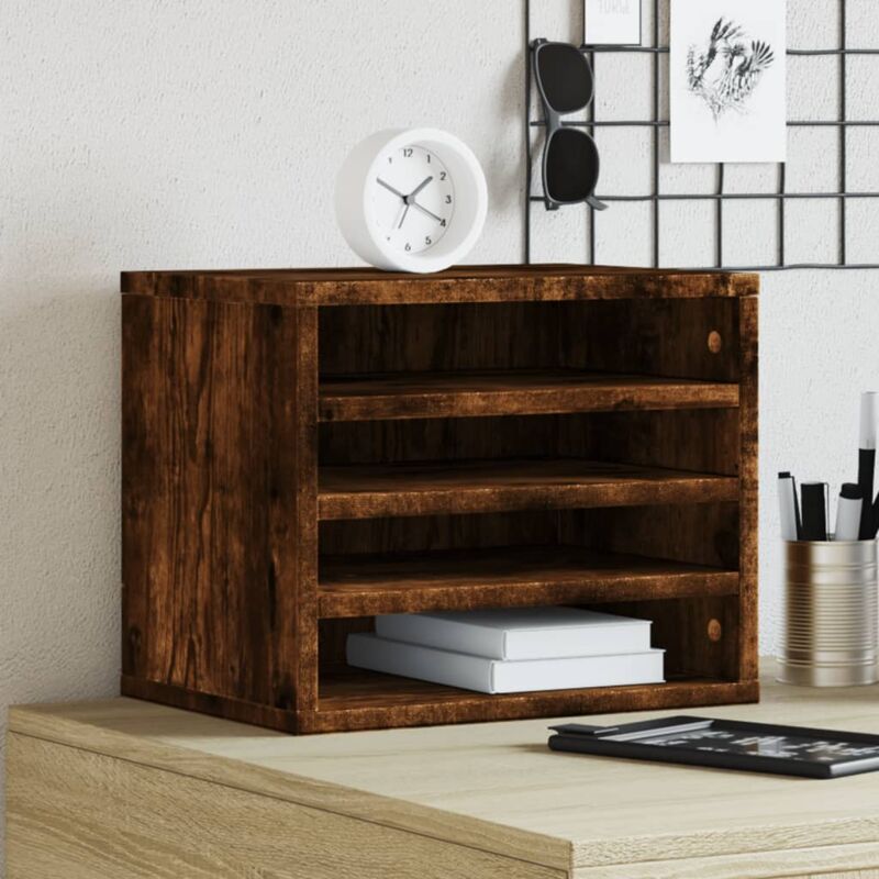 foto del prodotto organizer scrivania rovere fumo 36x26x29,5cm legno multistrato vidaxl