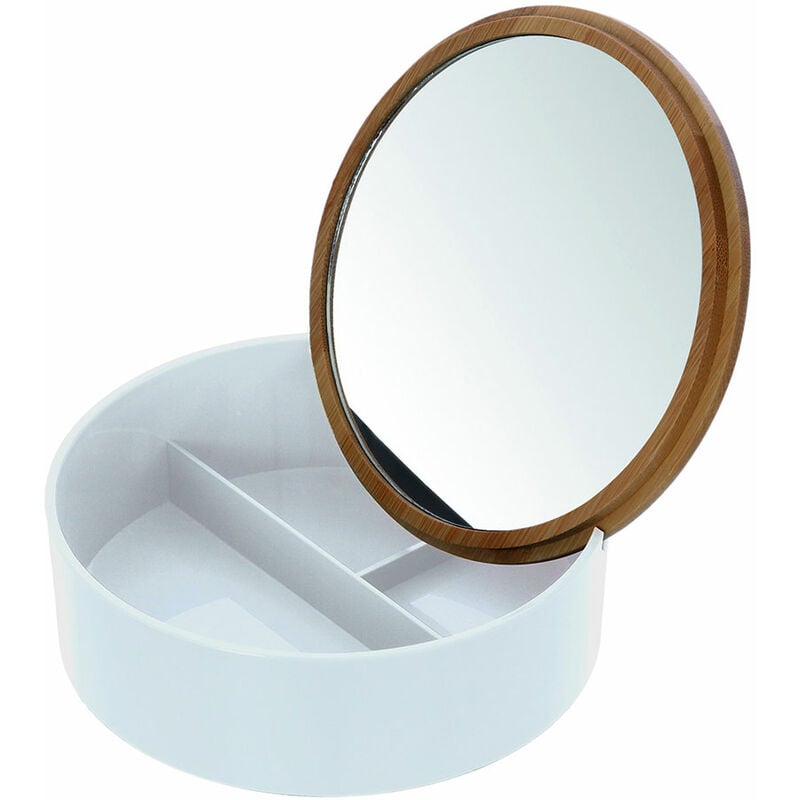 foto del prodotto organizer trucchi e cosmetici con specchio in bamb smack colore bianco