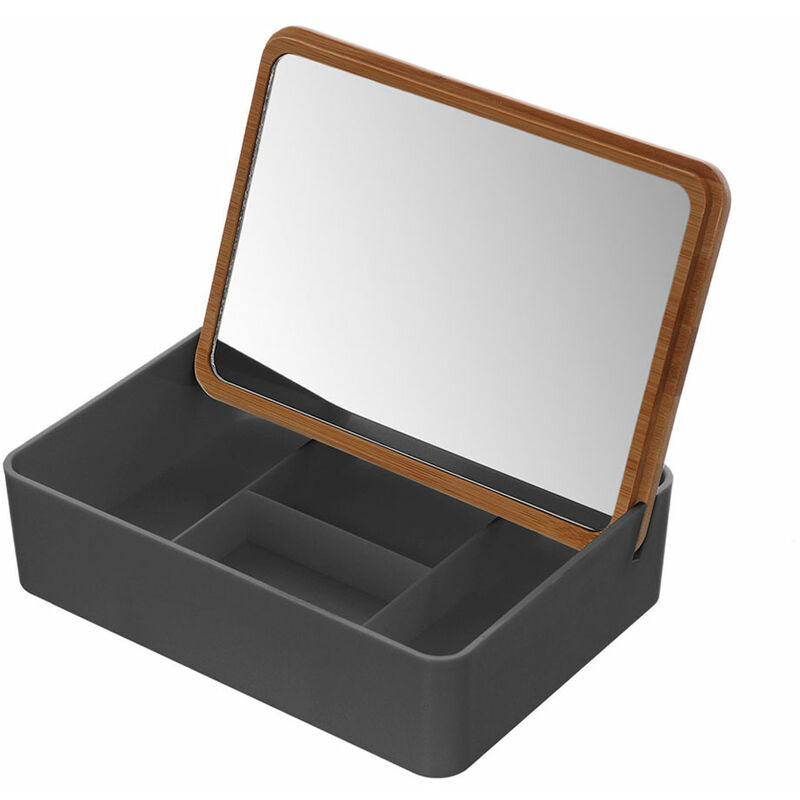 foto del prodotto organizer trucchi e cosmetici con specchio rettangolare smack colore grigio