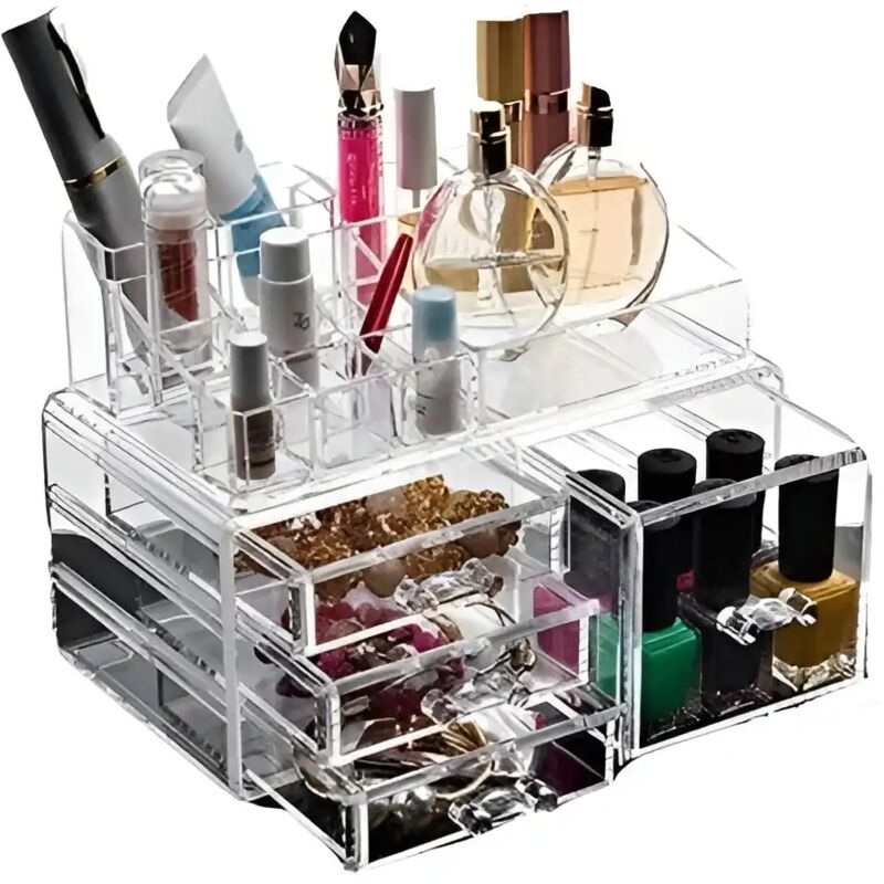 foto del prodotto organizer trucchi organizzatore cassettiera cosmetici 4 cassetti portatrucco