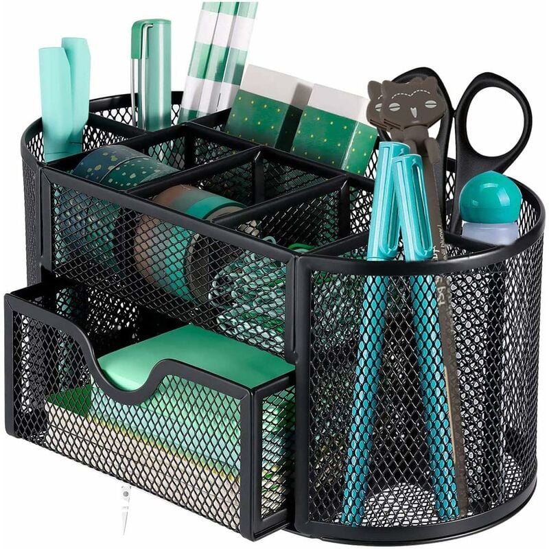 foto del prodotto organizzatore da scrivania portamatite accessorio da scrivania portapenne in metallo a rete, forniture per ufficio multifunzione per la scuola