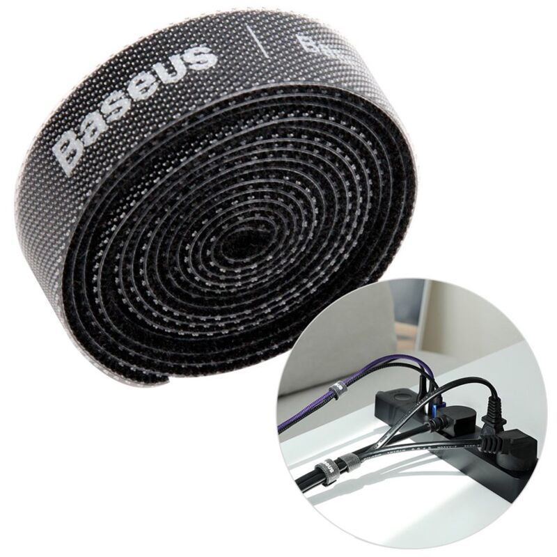 foto del prodotto organizzatore di cavi nastro in velcro velcro 1m nero
