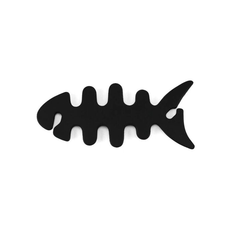 foto del prodotto organizzatore per cavi delle cuffie a forma di pesce, nero