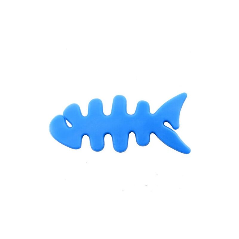 foto del prodotto organizzatore per cavi per cuffie blu a forma di pesce