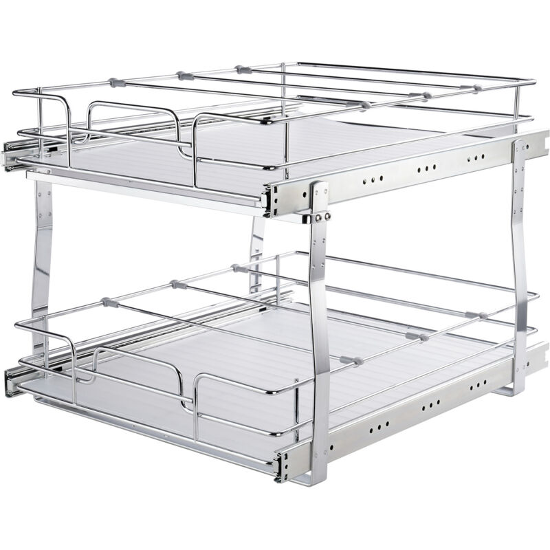 foto del prodotto organizzatore per cellulare estraibile a 2 ripiani, 19 l x 20 p, ripiani scorrevoli per dispensa in acciaio cromato resistente per cucina, bagno,